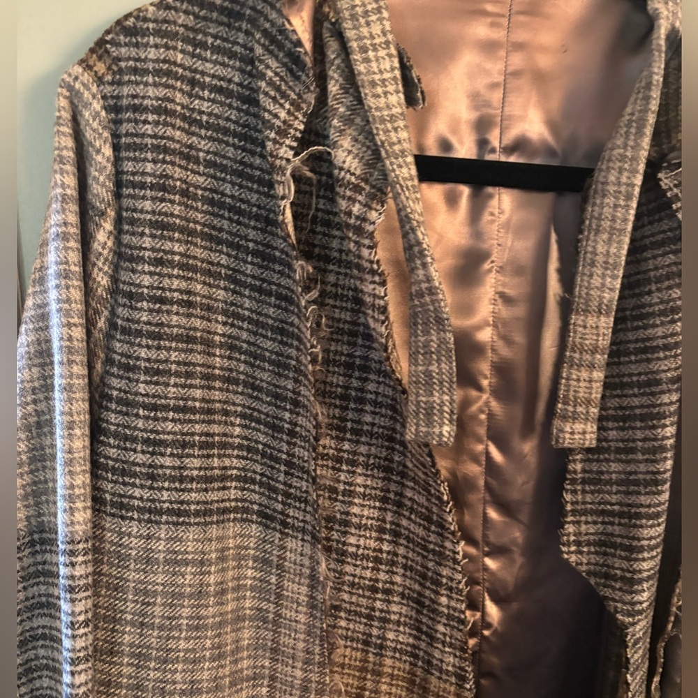 Grizas Plaid Long Coat in Brown and Gray - Picture 2 of 11